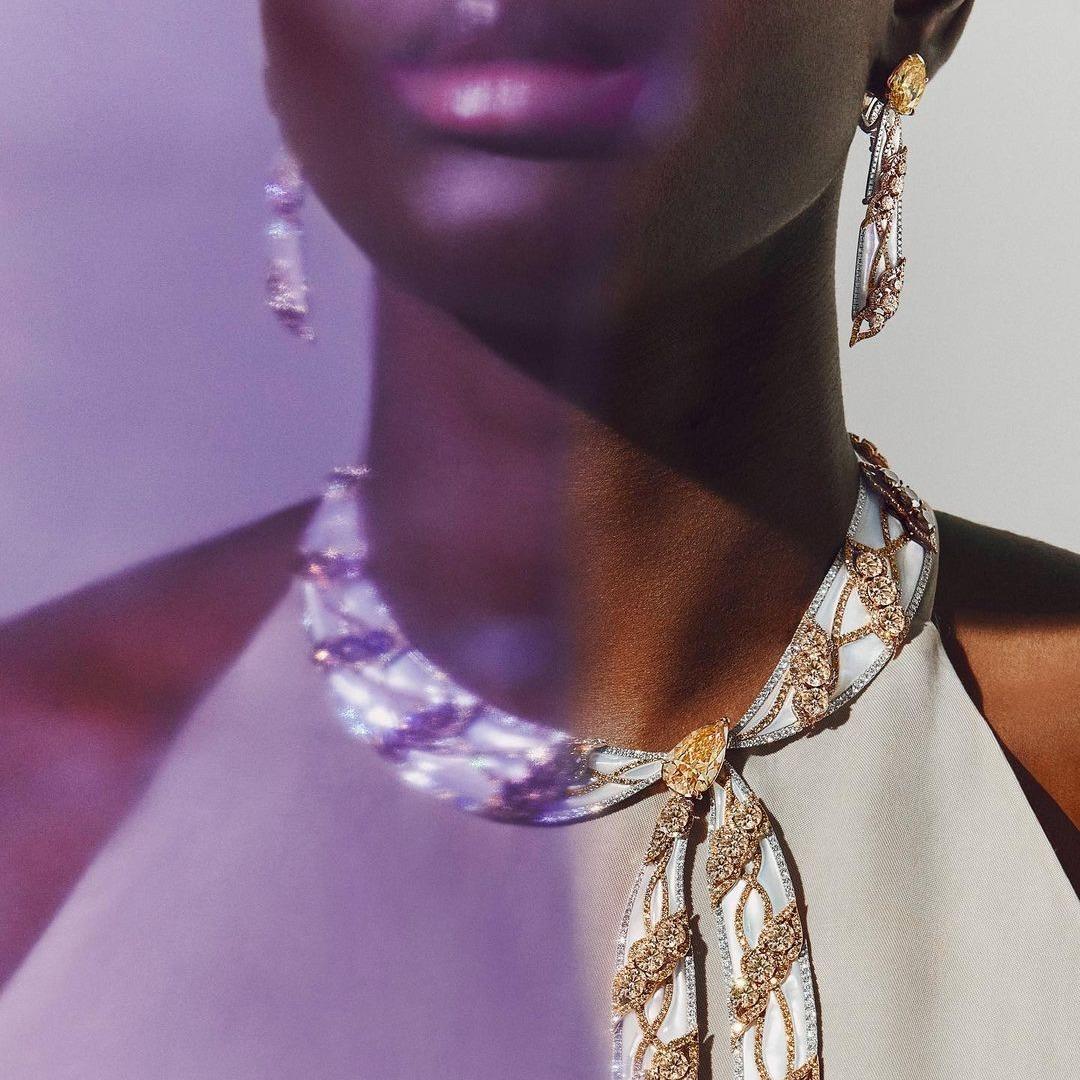 Earrings, necklace