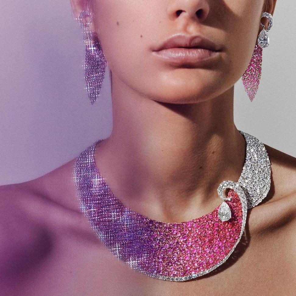 Necklace, earrings